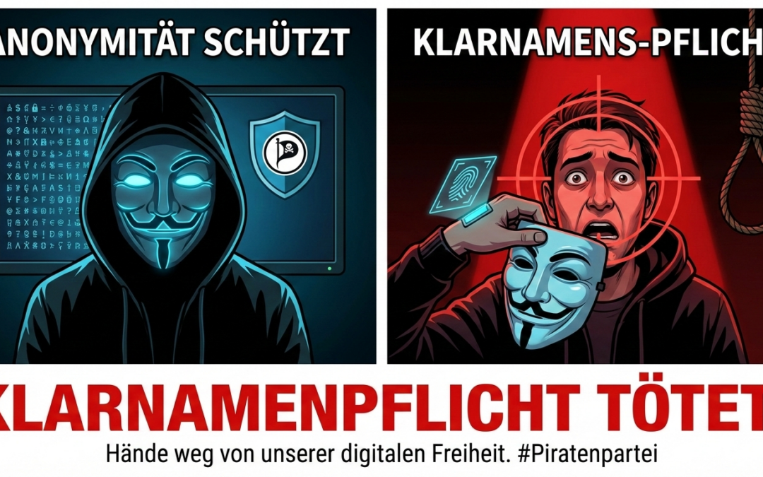 Klarnamenpflicht gefährdet Datenschutz und Meinungsfreiheit – Piratenpartei fordert klare Ablehnung