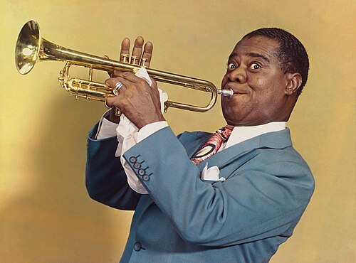 Bild von Louis Armstrong mit seiner Trompete in der Hand